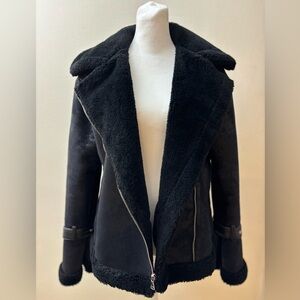 Express Black Suede faux fur Jacket